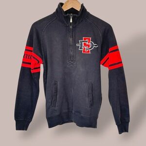 SDSU Aztecs Pullover Sweatshirt‎ Quarter Zip Pockets Champion Black Red Size XS